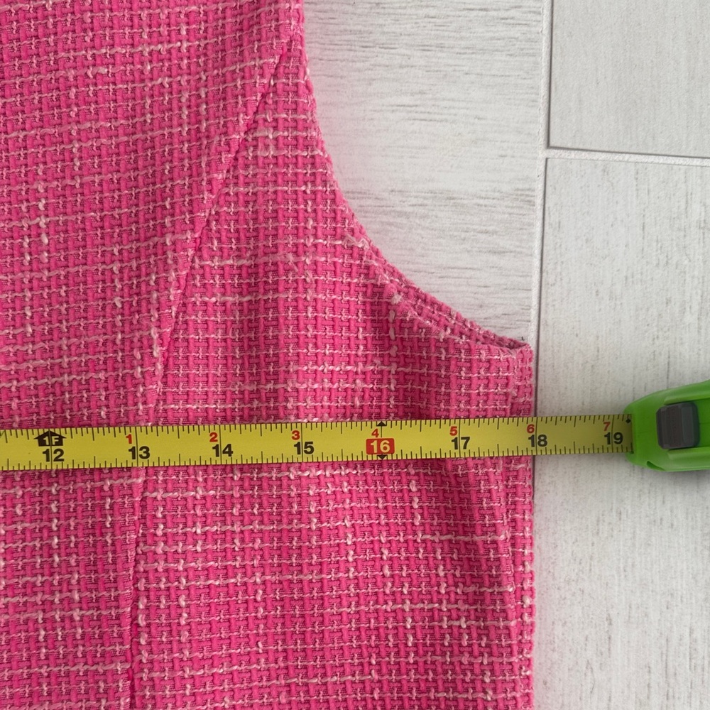 Voy Pink Tweed Button-Down Mini Dress with Pockets Women Size Medium - Picture 6 of 7